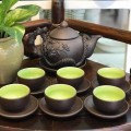 Ấm trà tử sa Bát Tràng đắp nổi hoa sen cao cấp BA607