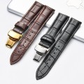 Dây da đồng hồ khóa bướm thép không gỉ cao cấp BA675, Size 18mm - Màu đen khóa trắng