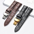 Dây da đồng hồ khóa bướm thép không gỉ cao cấp BA675, Size 18mm - Màu đen khóa trắng