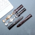 Dây da đồng hồ khóa bướm thép không gỉ cao cấp BA675, Size 18mm - Màu đen khóa trắng