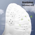 Combo 2 lót giày thể thao 4D lưu thông cửu huyệt, chất liệu cao su non BA1443, Size 41/42 - Mặt xám - Đệm trắng