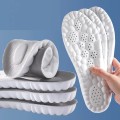 Combo 2 lót giày thể thao 4D lưu thông cửu huyệt, chất liệu cao su non BA1443, Size 41/42 - Mặt xám - Đệm trắng