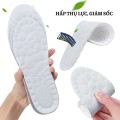 Combo 2 lót giày thể thao 4D lưu thông cửu huyệt, chất liệu cao su non BA1443, Size 41/42 - Mặt xám - Đệm trắng