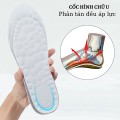 Combo 2 lót giày thể thao 4D lưu thông cửu huyệt, chất liệu cao su non BA1443, Size 41/42 - Mặt xám - Đệm trắng