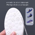 Combo 2 lót giày thể thao 4D lưu thông cửu huyệt, chất liệu cao su non BA1443, Size 41/42 - Mặt xám - Đệm trắng