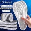 Combo 2 lót giày thể thao 4D lưu thông cửu huyệt, chất liệu cao su non BA1443, Size 41/42 - Mặt xám - Đệm trắng
