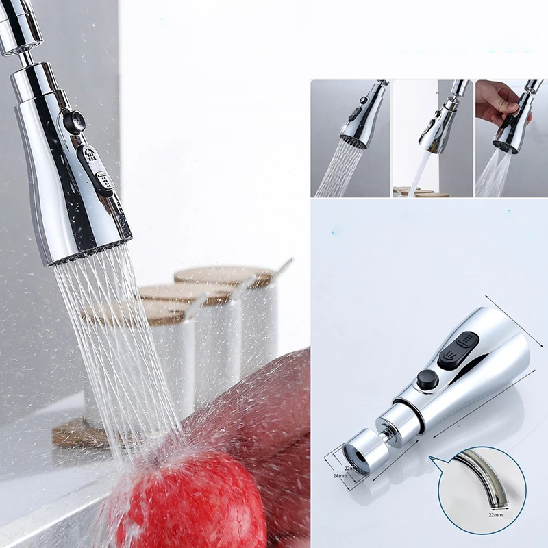 Đầu vòi nước tăng áp rửa bát xoay 360 độ 3 chế độ nước tiện dụng BA1453