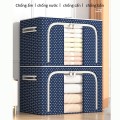 Túi đựng quần áo khung thép gấp gọn tiện lợi chống nước chống ẩm BA1487, Dung tích 78L: 50x40x33cm