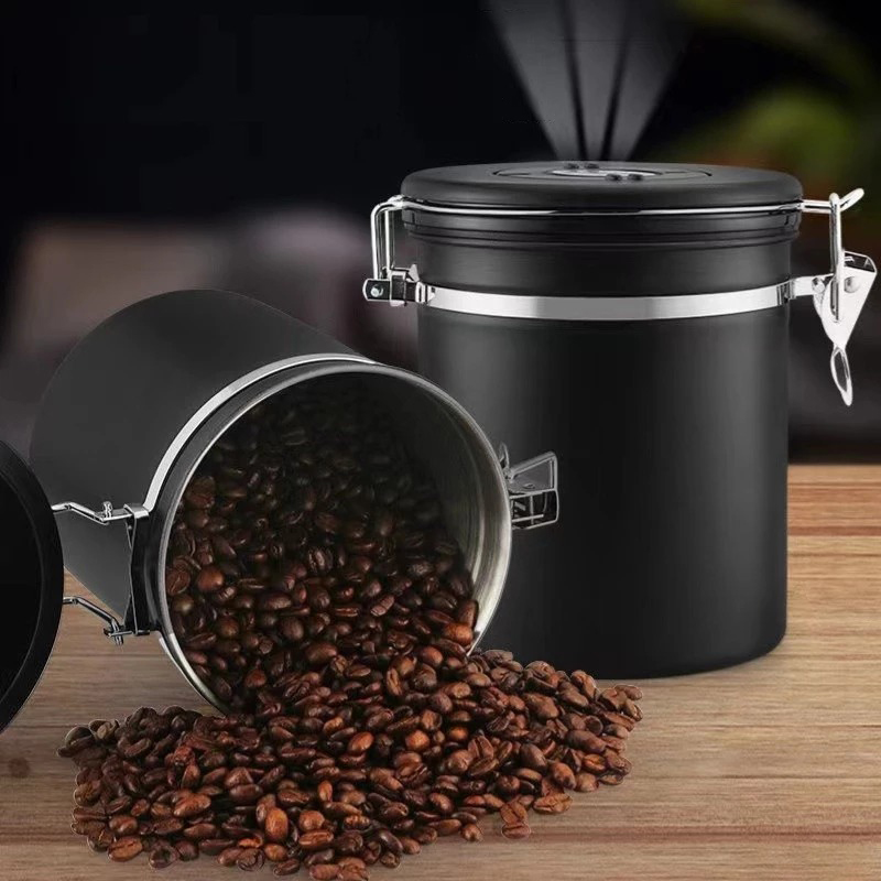 Hộp đựng hạt cà phê bằng thép không gỉ kèm muỗng định lượng BA1528