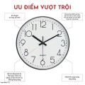 Đồng hồ treo tường kim trôi in số 3D cao cấp size 30 BA1551, Màu trắng