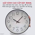 Đồng hồ treo tường kim trôi in số 3D cao cấp size 30 BA1551, Màu trắng