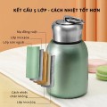 Bình nước giữ nhiệt mini 300ml chất liệu inox 304 có quai xách tiện lợi BA1553, Màu xanh