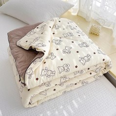 Chăn hè cotton bông đậu mềm mại thoáng mát giặt máy thoải mái BA1529, Hoa văn gấu nhỏ