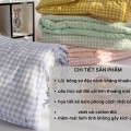 Chăn cotton đũi bông ép xơ đậu nành siêu mềm, thoáng mát BA1530, Chăn đũi kẻ xanh than