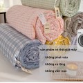 Chăn cotton đũi bông ép xơ đậu nành siêu mềm, thoáng mát BA1530, Chăn đũi kẻ xanh than