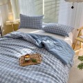 Chăn cotton đũi bông ép xơ đậu nành siêu mềm, thoáng mát BA1530, Chăn đũi kẻ xanh than