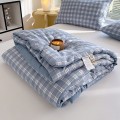 Chăn cotton đũi bông ép xơ đậu nành siêu mềm, thoáng mát BA1530, Chăn đũi kẻ xanh than