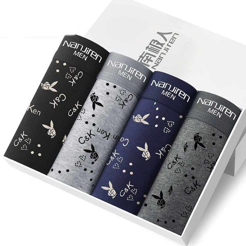 Hộp 4 quần sịp đùi nam boxer vải thun cotton co dãn, thấm hút mồ hôi BA1591