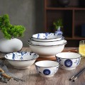 Bộ bát chén đĩa 30 món gốm sứ cao cấp họa tiết in hoa văn chữ Phúc 4D BA1609