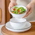 Bộ bát đĩa sứ cao cấp trắng viền đen 19 món kèm hộp quà sang trọng BA1612