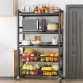 Kệ để đồ nhà bếp đa năng để lò vi sóng, xoong nồi có bánh xe đẩy, khung sắt chịu lực BA1611 , Kệ 5 tầng 60x32x108cm