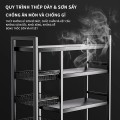Kệ để đồ nhà bếp đa năng để lò vi sóng, xoong nồi có bánh xe đẩy, khung sắt chịu lực BA1611 , Kệ 5 tầng 60x32x108cm