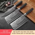 Bộ dao làm bếp thép Damascus cao cấp sắc bén, không bám vết, chống ăn mòn, chịu nhiệt cao BA1635