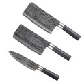 Bộ dao làm bếp thép Damascus cao cấp sắc bén, không bám vết, chống ăn mòn, chịu nhiệt cao BA1635