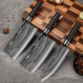 Bộ dao làm bếp thép Damascus cao cấp sắc bén, không bám vết, chống ăn mòn, chịu nhiệt cao BA1635