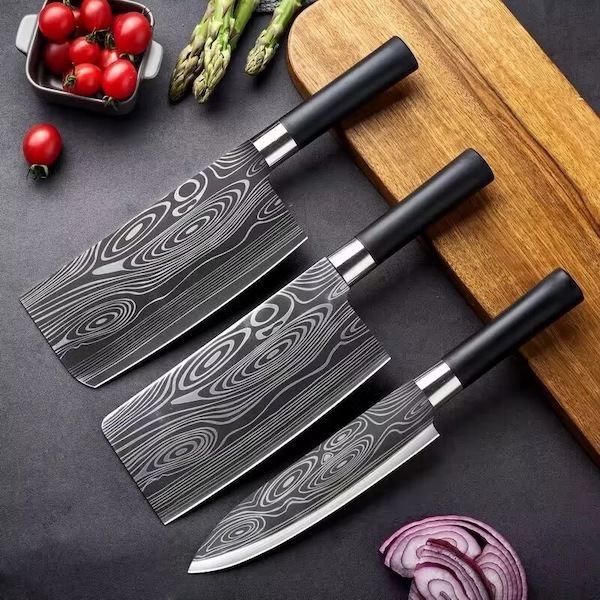 Bộ 3 dao làm bếp thép Damascus cao cấp sắc bén, không bám vết  BA1635