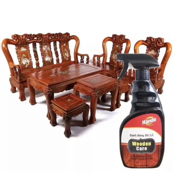 Chai xịt làm sạch và đánh bóng nội thất gỗ chống xước cao cấp Hando 600ml BA1629