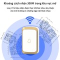 Chuông cửa không dây, chống nước tín hiệu xa 300m bộ 1 phát 1 thu US Plug BA1682, Màu vàng đen