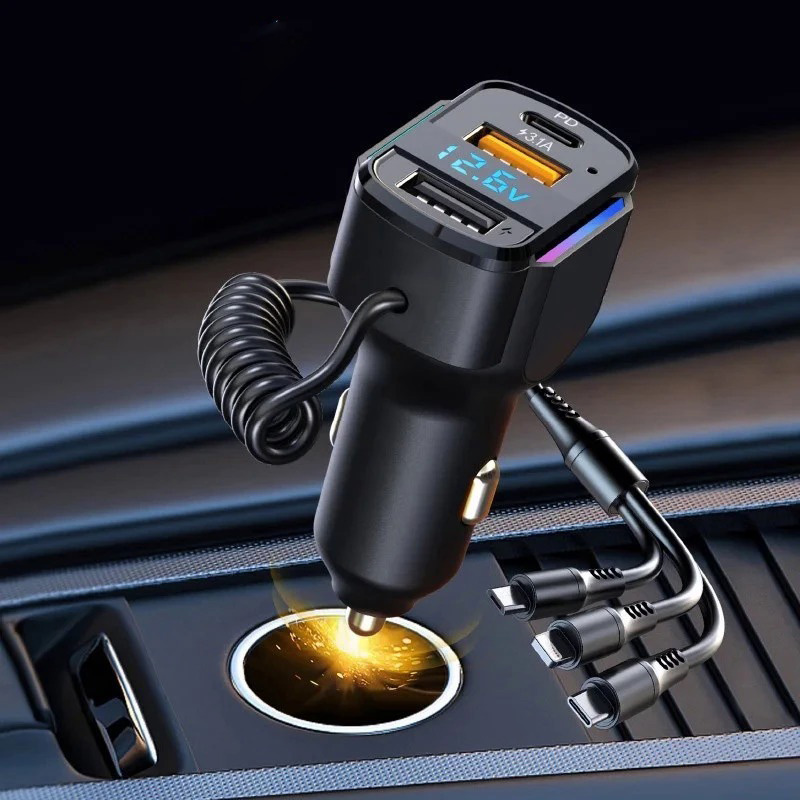 Tẩu sạc ô tô đa năng có màn hình LED hiển thị điện áp, hỗ trợ sạc nhanh PD/USB BA1657