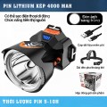 Đèn pin đội đầu 4000mAh đèn Led siêu sáng cao cấp, tiện lợi