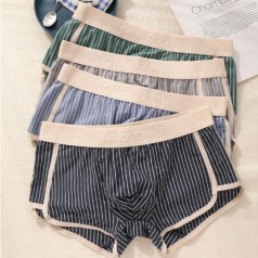 Quần boxer nam Wind, combo 4 chiếc, cotton co giãn đàn hồi thoải mái sọc, thấm hút mồ hôi thoáng mát BA1686 , L ( 40-61KG )
