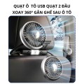 Quạt ô tô usb hai đầu xoay 360 độ gắn ghế phụ tản gió siêu mát BA1707