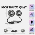 Quạt ô tô usb hai đầu xoay 360 độ gắn ghế phụ tản gió siêu mát BA1707