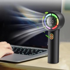 Quạt cầm tay mini công nghệ mới cao cấp, bỏ túi tiện lợi BA1627, Màu đen - Đèn mood