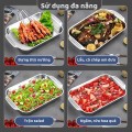 Khay hấp inox, khay nướng đựng thức ăn, bê đồ có nắp BA1761
