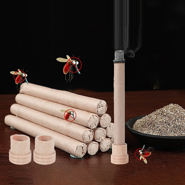 Set 50 thanh nhang ngải cứu đuổi muỗi cho bé, xông nhà thơm phòng kèm đế gỗ BA1642