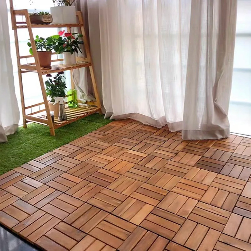 Sàn gỗ vỉ nhựa lót ban công dày 2cm 12 Nan 30x30cm BA1539