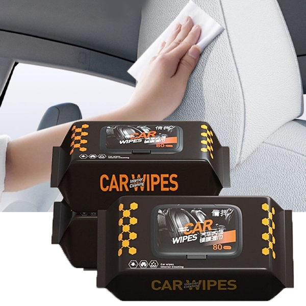 Combo 3 túi khăn ướt lau nội thất ô tô, vệ sinh đồ da, giày, túi BA1756