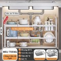 Kệ gầm bếp bồn rửa để xoong nồi 2 tầng kèm giỏ đựng đồ tiện lợi BA1486, Kệ 2 tầng (3 bảng)+ 3 giỏ 