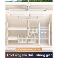 Kệ gầm bếp bồn rửa để xoong nồi 2 tầng kèm giỏ đựng đồ tiện lợi BA1486, Kệ 2 tầng (3 bảng)+ 3 giỏ 