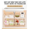Kệ gầm bếp bồn rửa để xoong nồi 2 tầng kèm giỏ đựng đồ tiện lợi BA1486, Kệ 2 tầng (3 bảng)+ 3 giỏ 