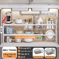 Kệ gầm bếp bồn rửa để xoong nồi 2 tầng kèm giỏ đựng đồ tiện lợi BA1486, Kệ 2 tầng (3 bảng)+ 3 giỏ 
