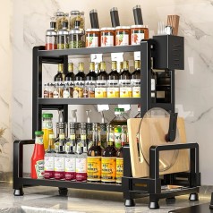 Kệ để gia vị nhà bếp đa năng 3 tầng kèm ống đũa giá gác thớt tiện lợi BA1801