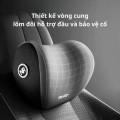 Gối tựa đầu và lưng ô tô cao su non 3D giảm mỏi, thoáng khí, êm ái BA1826 , Màu ghi