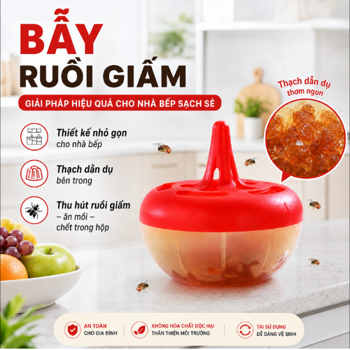 Bẫy diệt ruồi giấm, ruồi hoa quả GRB hiệu quả cao an toàn cho người & vật nuôi BA1828
