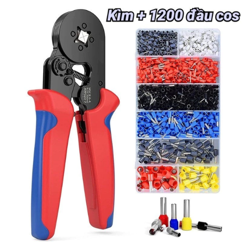 Kìm bấm cos vuông HSC8 6-4A tự điều chỉnh kèm 1200 đầu cos cao cấp BA1844 